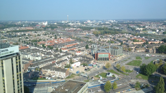 Een foto van het Westplein van bovenaf op 4 september 2014.