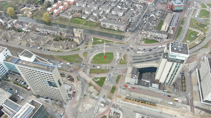 Een foto van het Westplein van bovenaf.